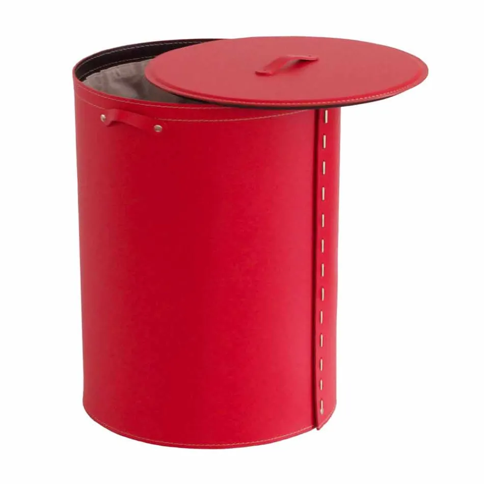 Portabiancheria ovale in cuoio rigenerato Riky made in Italy Viadurini