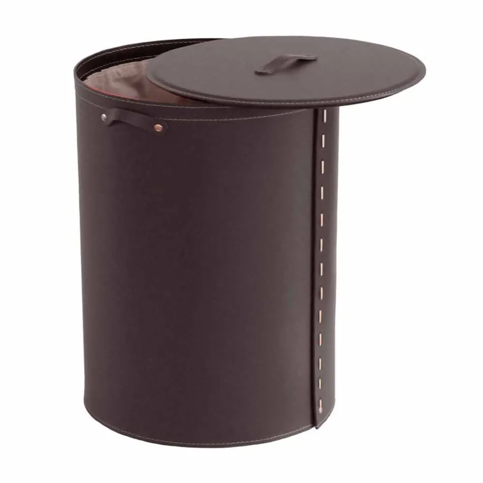 Portabiancheria ovale in cuoio rigenerato Riky made in Italy Viadurini