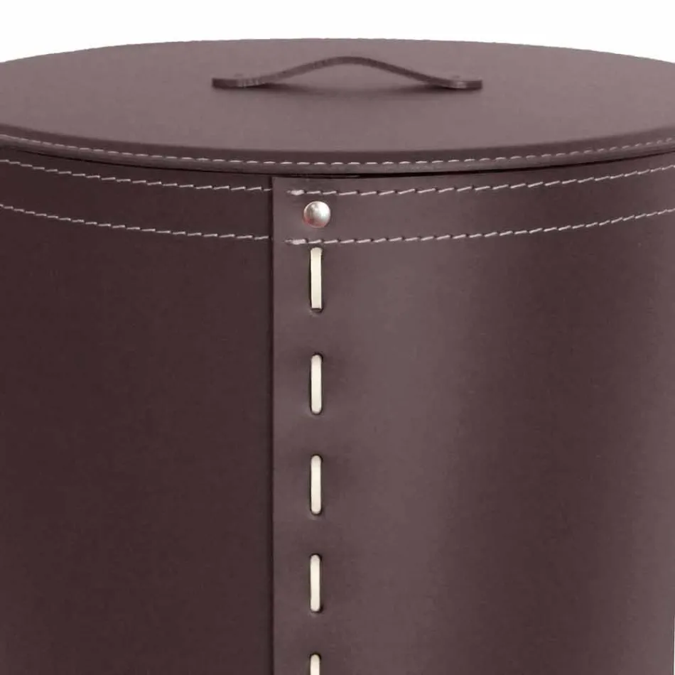 Portabiancheria ovale in cuoio rigenerato Riky made in Italy Viadurini