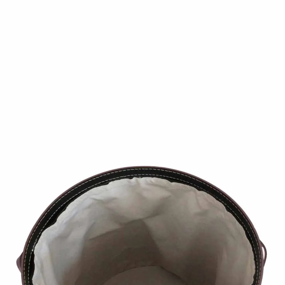 Portabiancheria ovale in cuoio rigenerato Riky made in Italy Viadurini