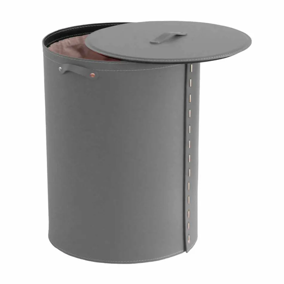 Portabiancheria ovale in cuoio rigenerato Riky made in Italy Viadurini