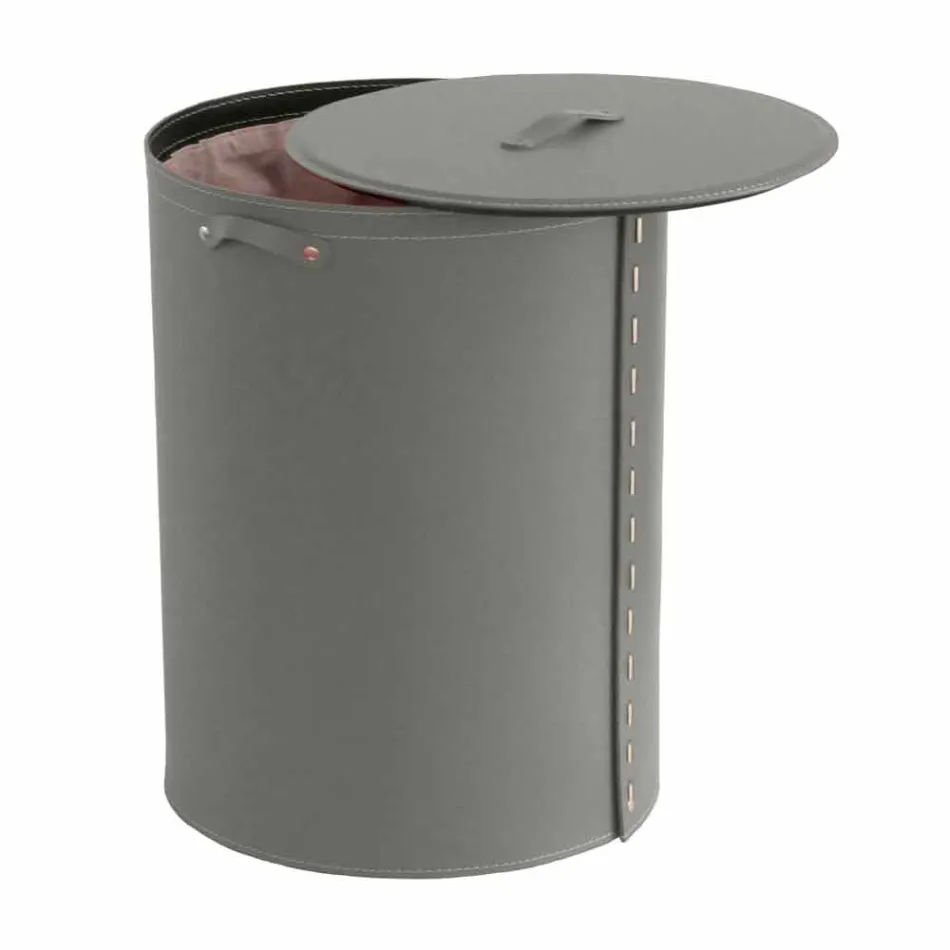 Portabiancheria ovale in cuoio rigenerato Riky made in Italy Viadurini