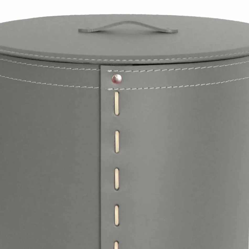 Portabiancheria ovale in cuoio rigenerato Riky made in Italy Viadurini