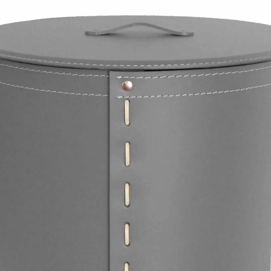 Portabiancheria ovale in cuoio rigenerato Riky made in Italy Viadurini