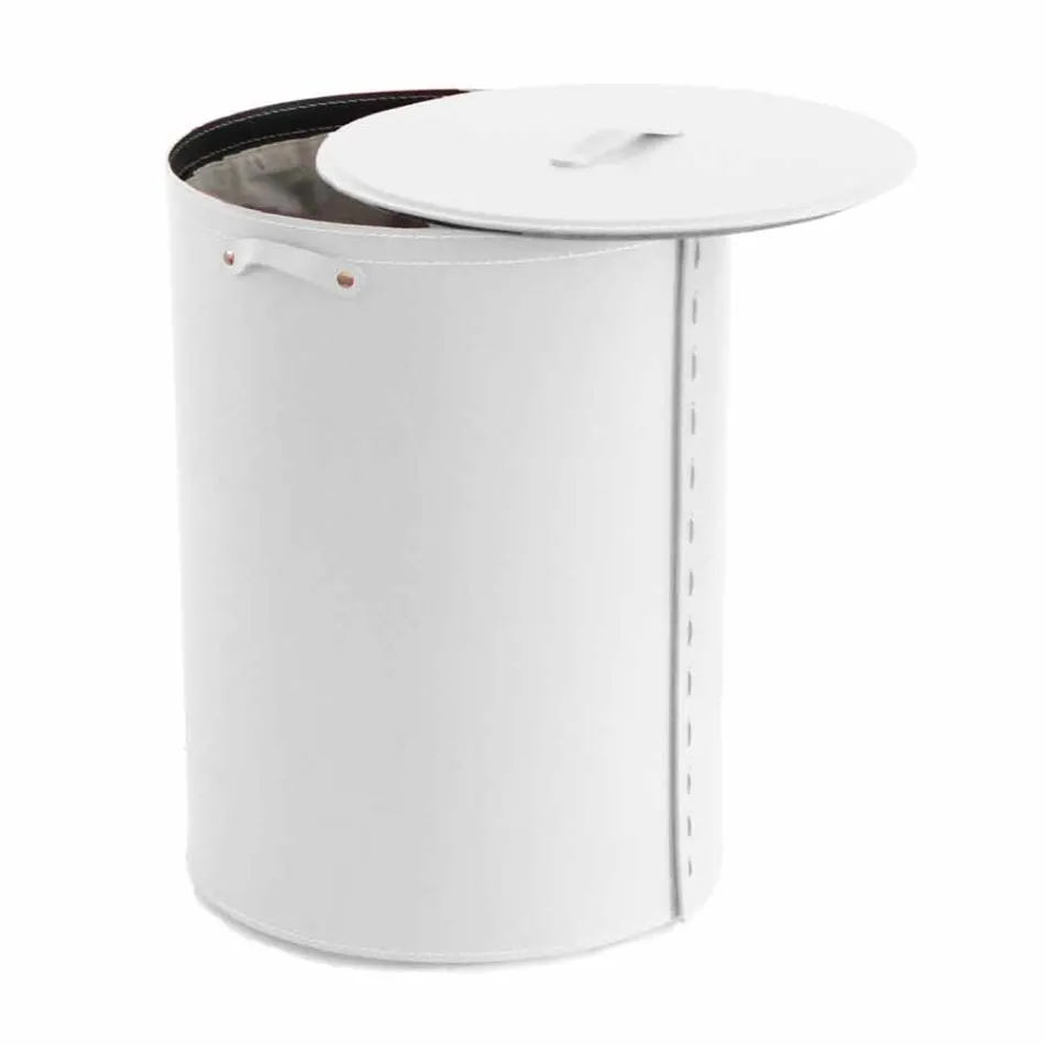 Portabiancheria ovale in cuoio rigenerato Riky made in Italy Viadurini