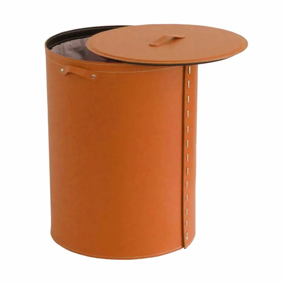 Portabiancheria ovale in cuoio rigenerato Riky made in Italy Viadurini