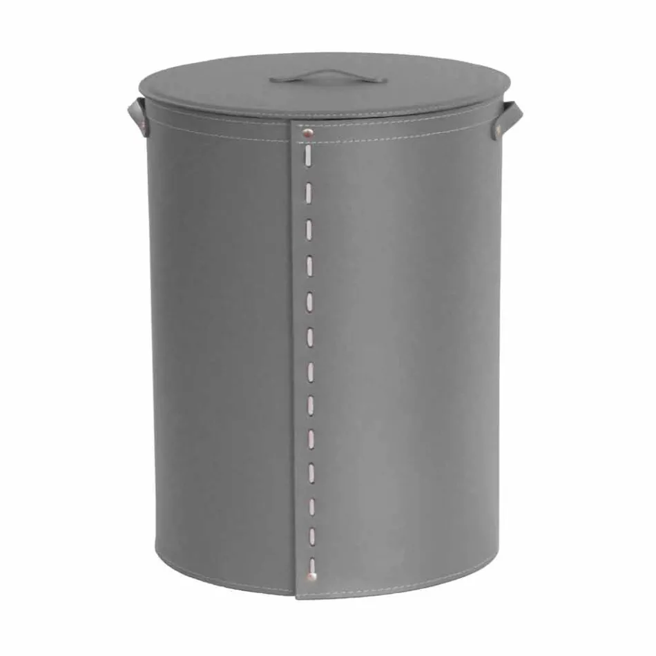 Portabiancheria ovale in cuoio rigenerato Riky made in Italy Viadurini