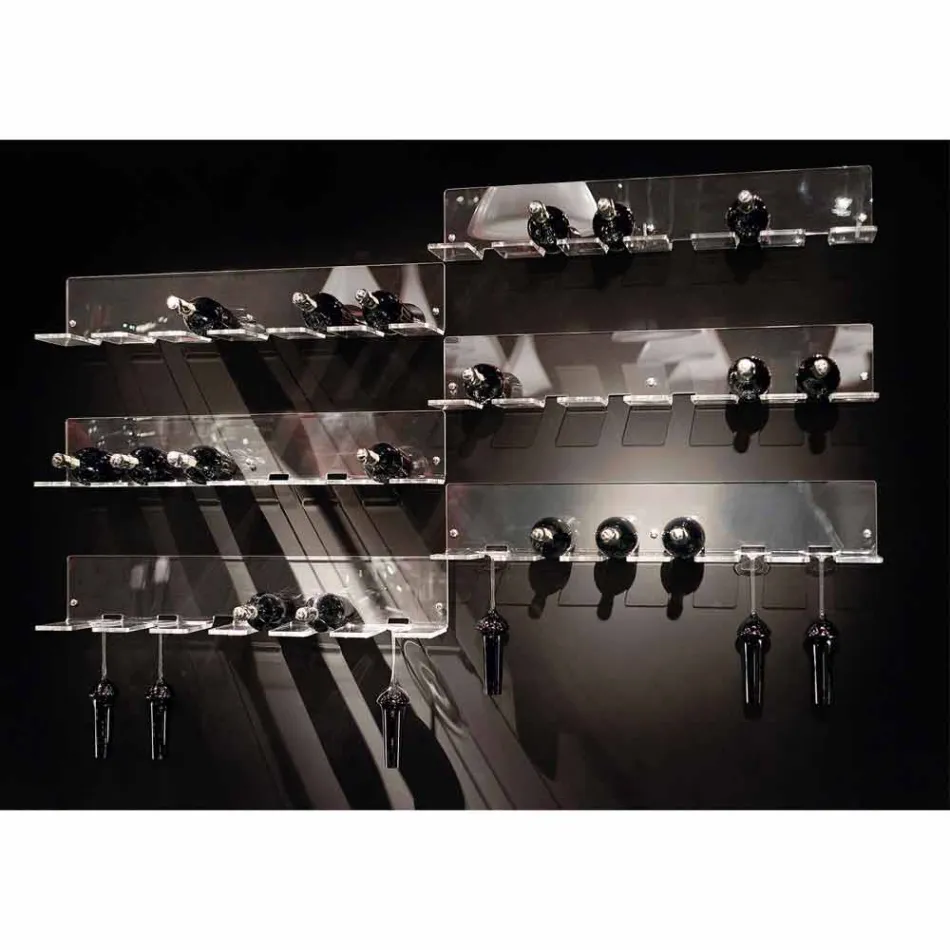 Portabottiglie da Parete per 6 Bottiglie in Plexiglass Made in Italy - Canberra Viadurini