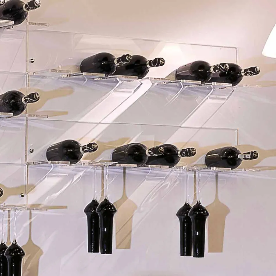 Portabottiglie da Parete per 6 Bottiglie in Plexiglass Made in Italy - Canberra Viadurini