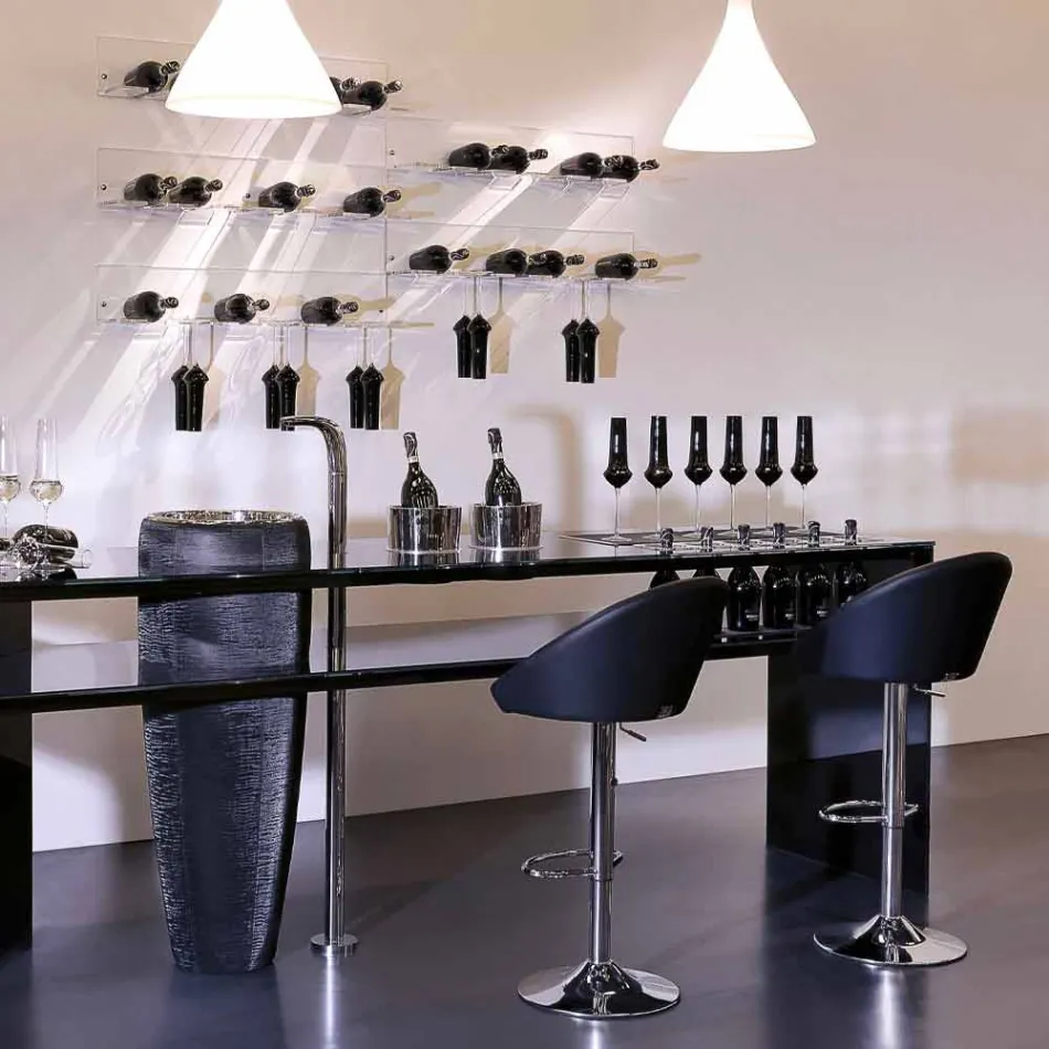 Portabottiglie da Parete per 6 Bottiglie in Plexiglass Made in Italy - Canberra Viadurini