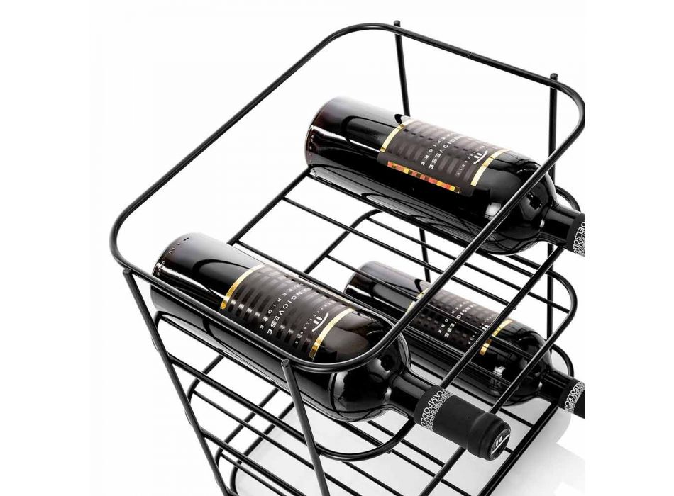 Portabottiglie da Tavolo Moderno per 9 Bottiglie in Metallo Nero Opaco - Wine Viadurini