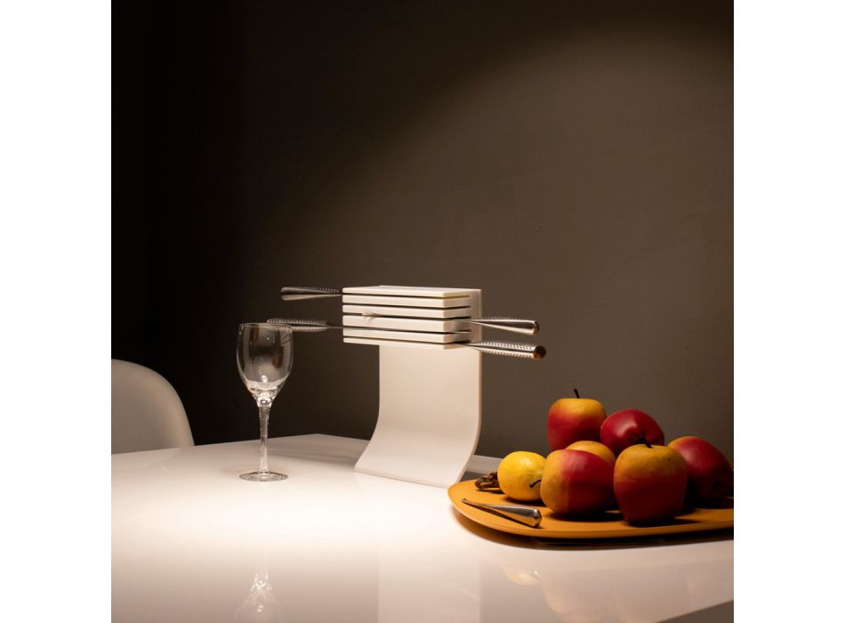 Portacoltelli da Cucina in Corian Bianco di Design Made in Italy - Ivanova Viadurini