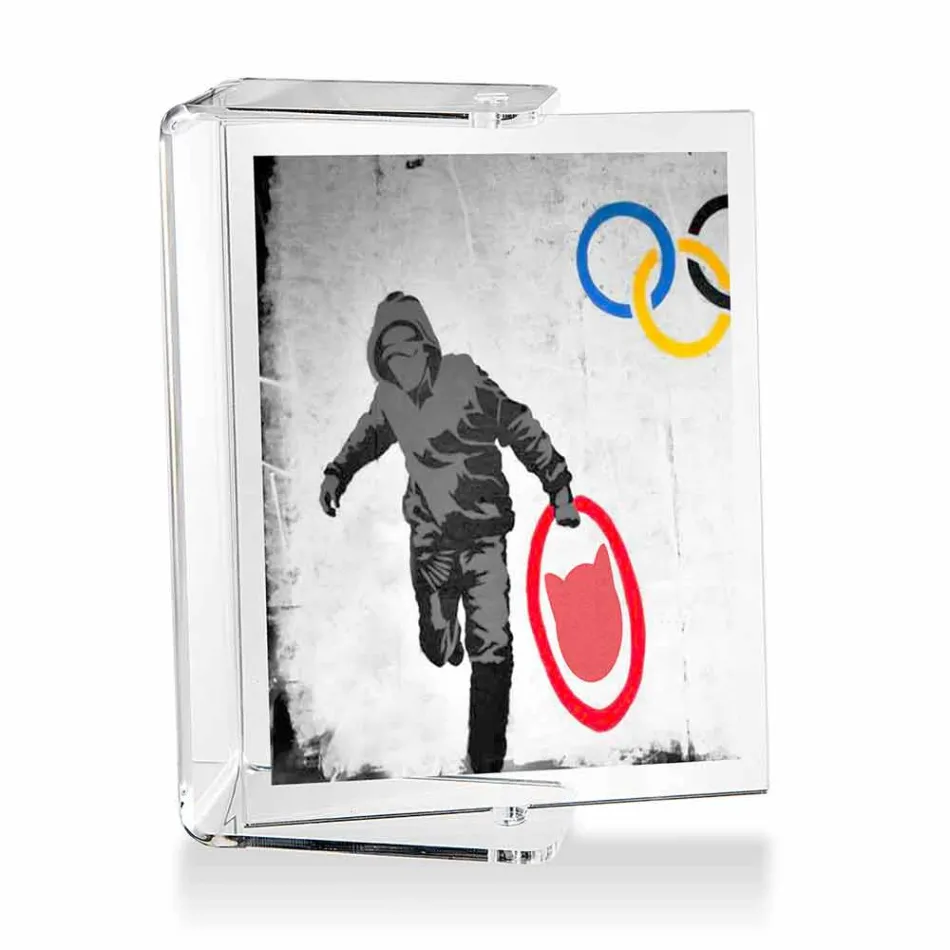 Portafoto Bifacciale in Plexiglass Trasparente Design Girevole 2 Pezzi - Miky Viadurini