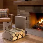 Portalegna da Interno in Acciaio Marrone Made in Italy con Attrezzi - Volturno Viadurini