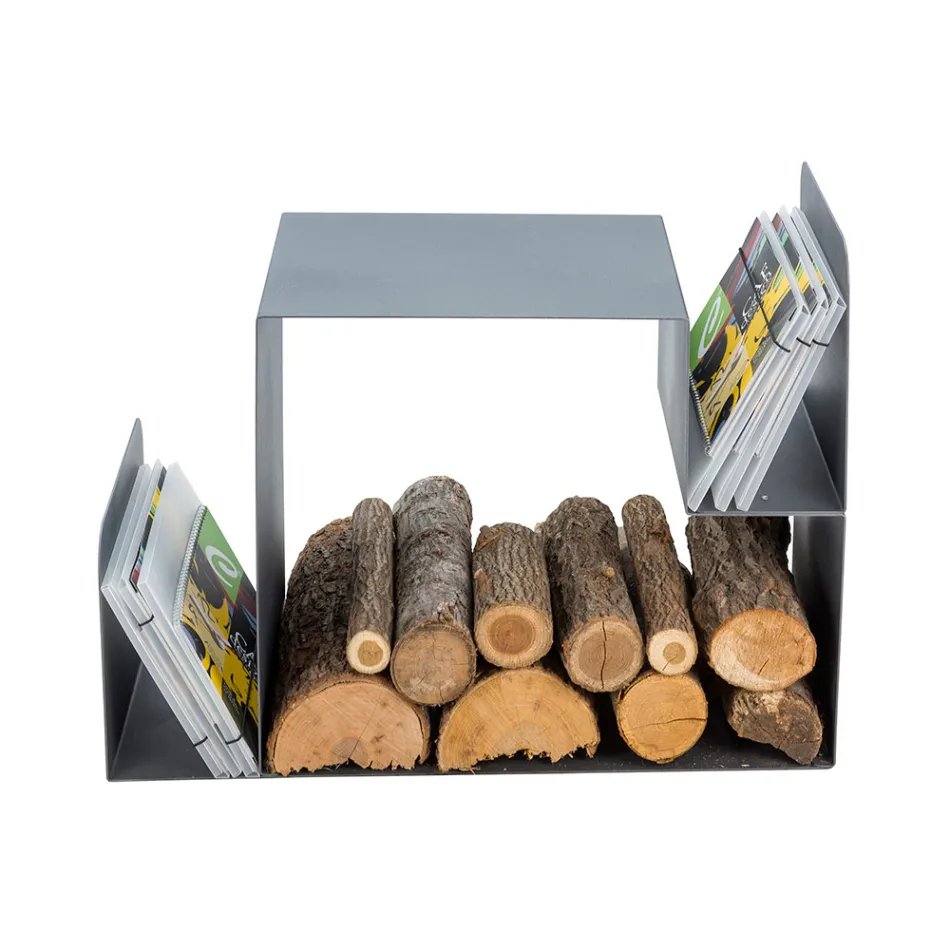 Portalegna di Design per Interno in Acciaio Grigio Made in Italy - Tramontana Viadurini