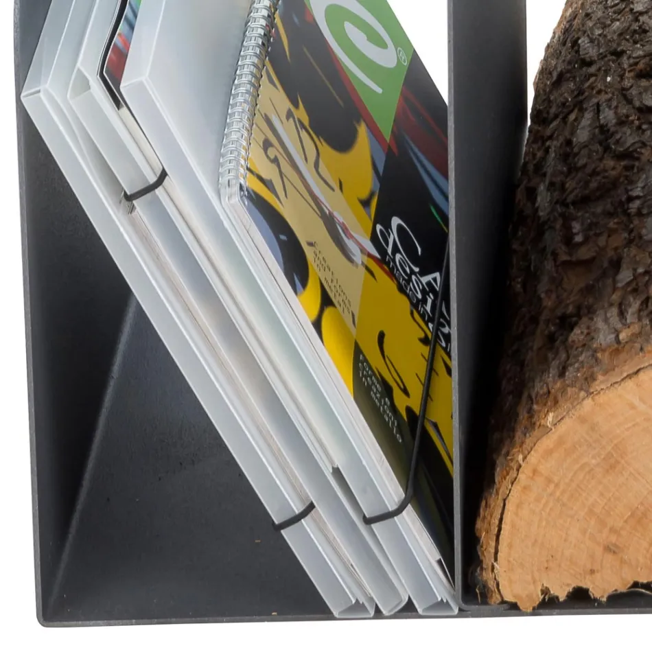 Portalegna di Design per Interno in Acciaio Grigio Made in Italy - Tramontana Viadurini