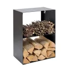 Portalegna in Acciaio Verniciato con Vernice Nero Made in Italy - Fiamme Viadurini