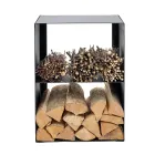 Portalegna in Acciaio Verniciato con Vernice Nero Made in Italy - Fiamme Viadurini