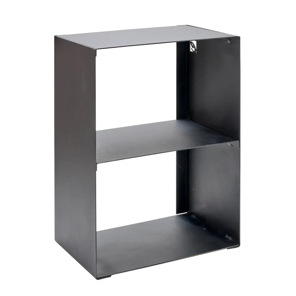 Portalegna in Acciaio Verniciato con Vernice Nero Made in Italy - Fiamme Viadurini