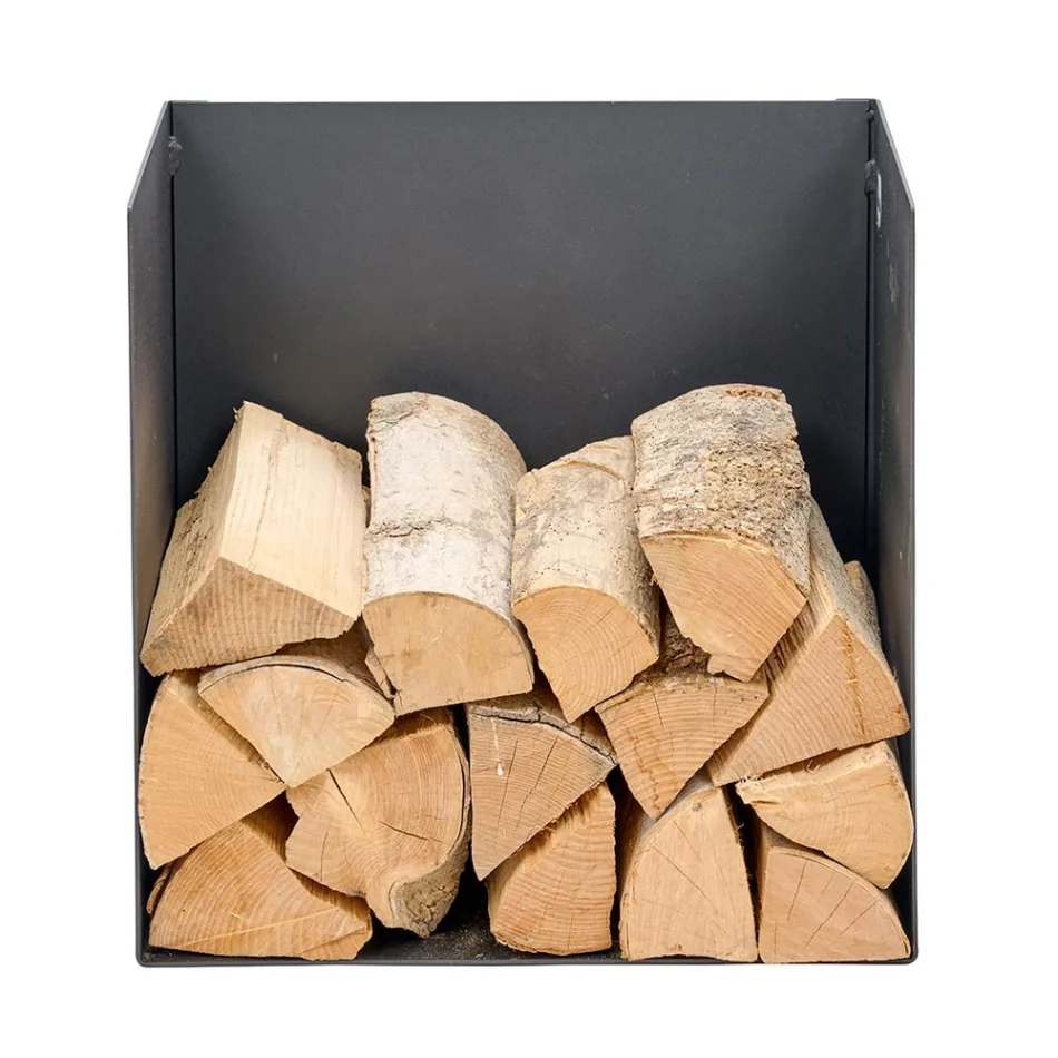 Portalegna in Acciaio Verniciato Nero Made in Italy - Fiamme Viadurini