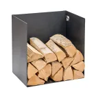 Portalegna in Acciaio Verniciato Nero Made in Italy - Fiamme Viadurini