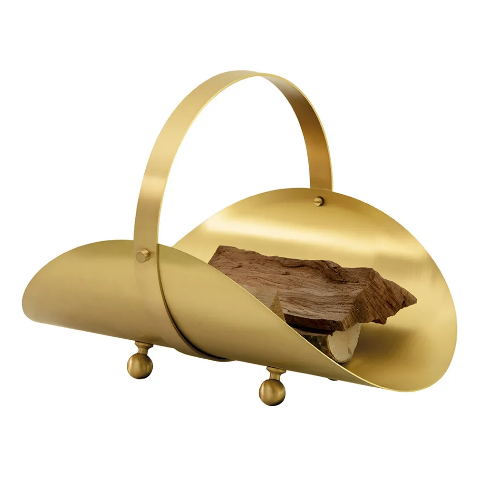 Portalegna in Ottone con Maniglia e 4 Piedini Made in Italy - Tigre Viadurini