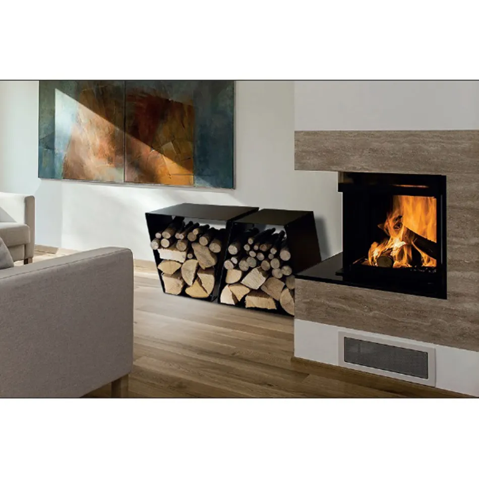 Portalegna Moderno da Terra in Acciaio Verniciato Made in Italy - Demetra Viadurini