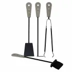 Portalegna, portaferri e ferri per camino in cuoio Nicad,made in Italy Viadurini