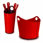 Portalegna, portaferri e ferri per camino in cuoio Nicad,made in Italy Viadurini