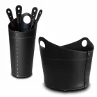 Portalegna, portaferri e ferri per camino in cuoio Nicad,made in Italy Viadurini