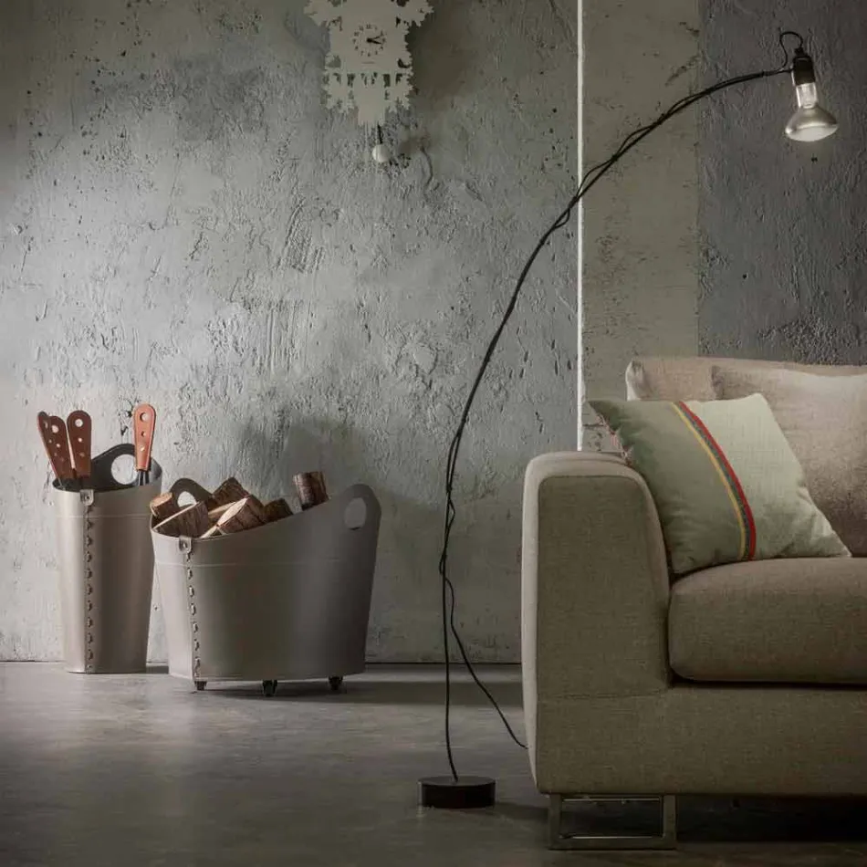 Portalegna, portaferri e ferri per camino in cuoio Nicad,made in Italy Viadurini