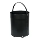 Portalegna Rotondo in Ecopelle con Ruote Made in Italy - Camaleonte Viadurini