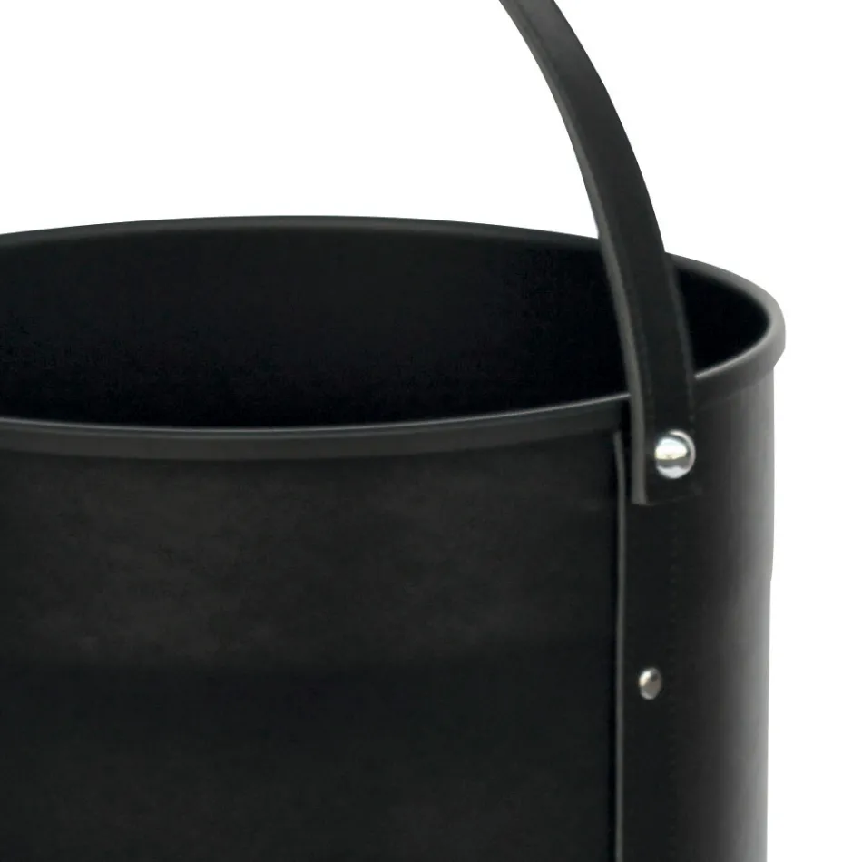 Portalegna Rotondo in Ecopelle con Ruote Made in Italy - Camaleonte Viadurini