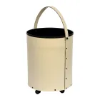 Portalegna Rotondo in Ecopelle con Ruote Made in Italy - Camaleonte Viadurini