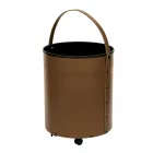 Portalegna Rotondo in Ecopelle con Ruote Made in Italy - Camaleonte Viadurini