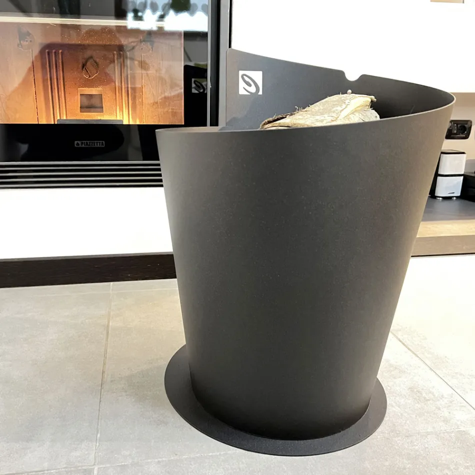 Portalegna Tondo per Interno in Acciaio Nero Design Moderno Italiano - Favonio Viadurini