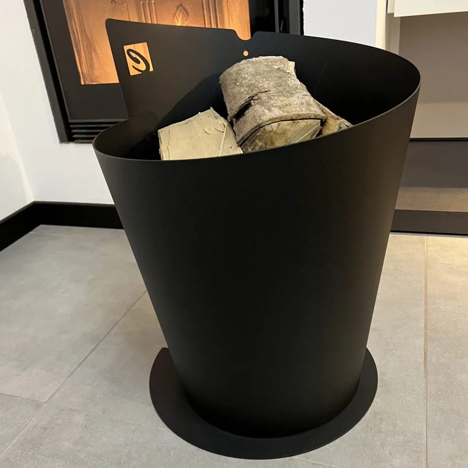 Portalegna Tondo per Interno in Acciaio Nero Design Moderno Italiano - Favonio Viadurini