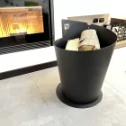 Portalegna Tondo per Interno in Acciaio Nero Design Moderno Italiano - Favonio Viadurini