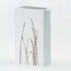 Portaombrelli Bianco in Legno Decorato Design Moderno Rettangolare - Filigrano Viadurini