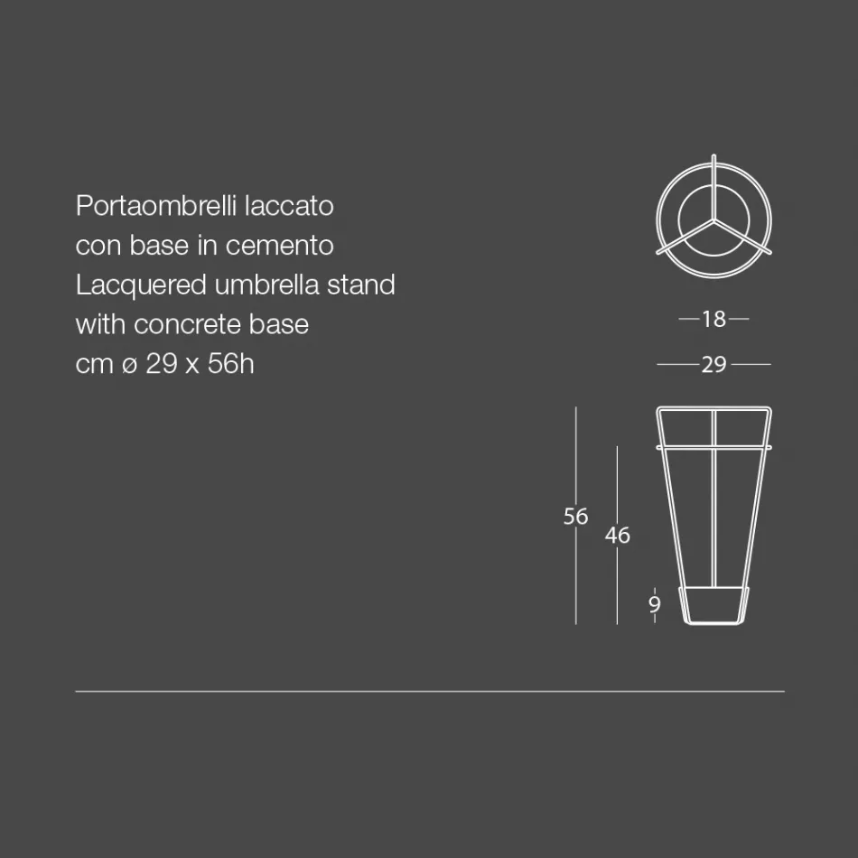 Portaombrelli in Metallo Colorato e Cemento di Design Moderno Italiano - Rachid Viadurini