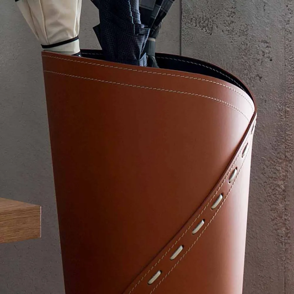 Portaombrelli moderno in cuoio rigenerato Katrina, fatto in Italia Viadurini