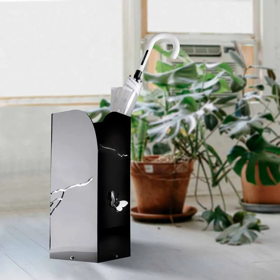 Portaombrelli Plexiglass Nero con Incisioni e Decori 3D, Design Moderno - Farfo Viadurini