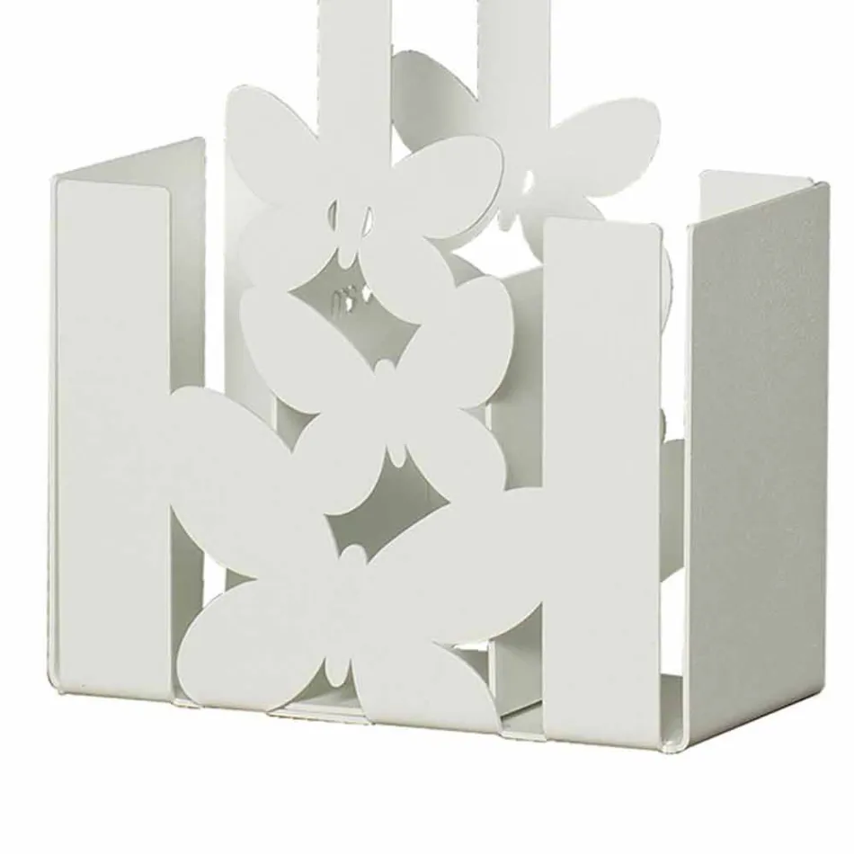 Portaposate da Tavolo Moderno in Ferro Bianco, Beige o Avorio Made Italy – Laida Viadurini