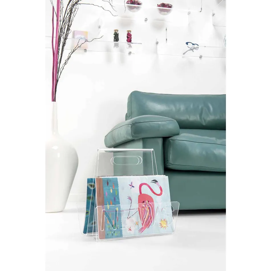 Portariviste di Design in Plexiglass Nero o Trasparente Made in Italy – Omar Viadurini