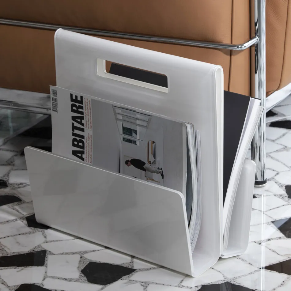 Portariviste Salotto in Cristallo Acrilico Colorato Made in Italy - Osafo Viadurini