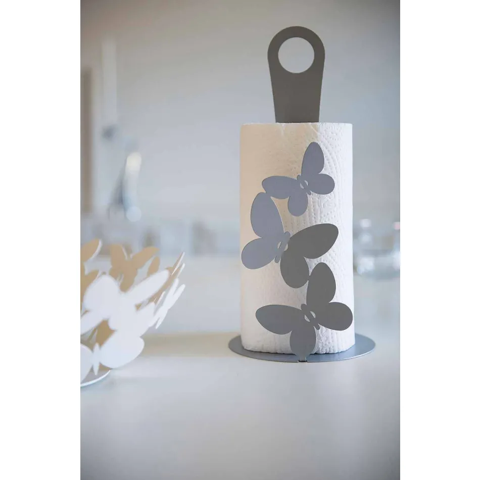 Portarotolo Cucina Moderno in Ferro Bianco, Beige o Avorio Made in Italy – Leida Viadurini