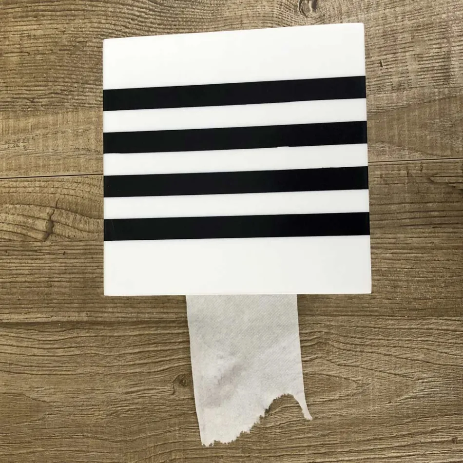 Portarotolo da Bagno in Corian Bianco o con Inserti Neri Design Italiano - Elono Viadurini