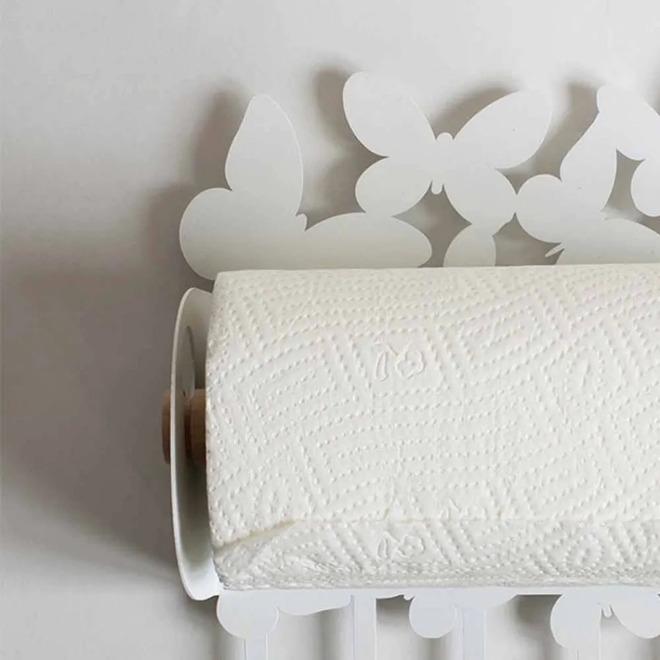 Portarotolo da Parete di Design in Ferro Bianco o Beige Made in Italy – Leida Viadurini