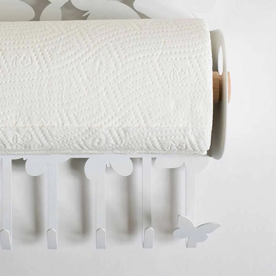 Portarotolo da Parete di Design in Ferro Bianco o Beige Made in Italy – Leida Viadurini