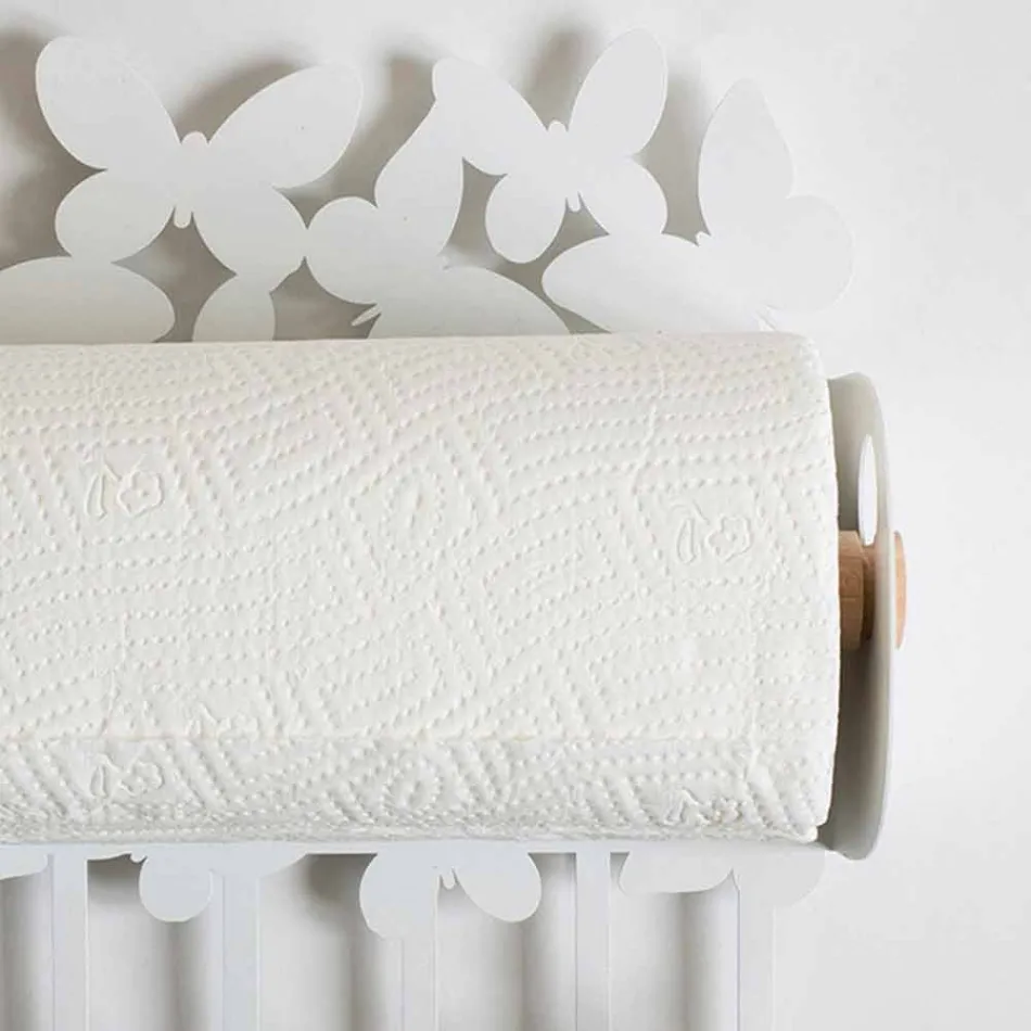 Portarotolo da Parete di Design in Ferro Bianco o Beige Made in Italy – Leida Viadurini